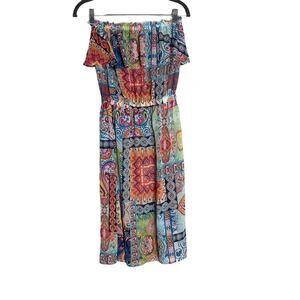 Into The Bleu by Amerex Sheer Mixed Print Swimsuit Cover Dress Small